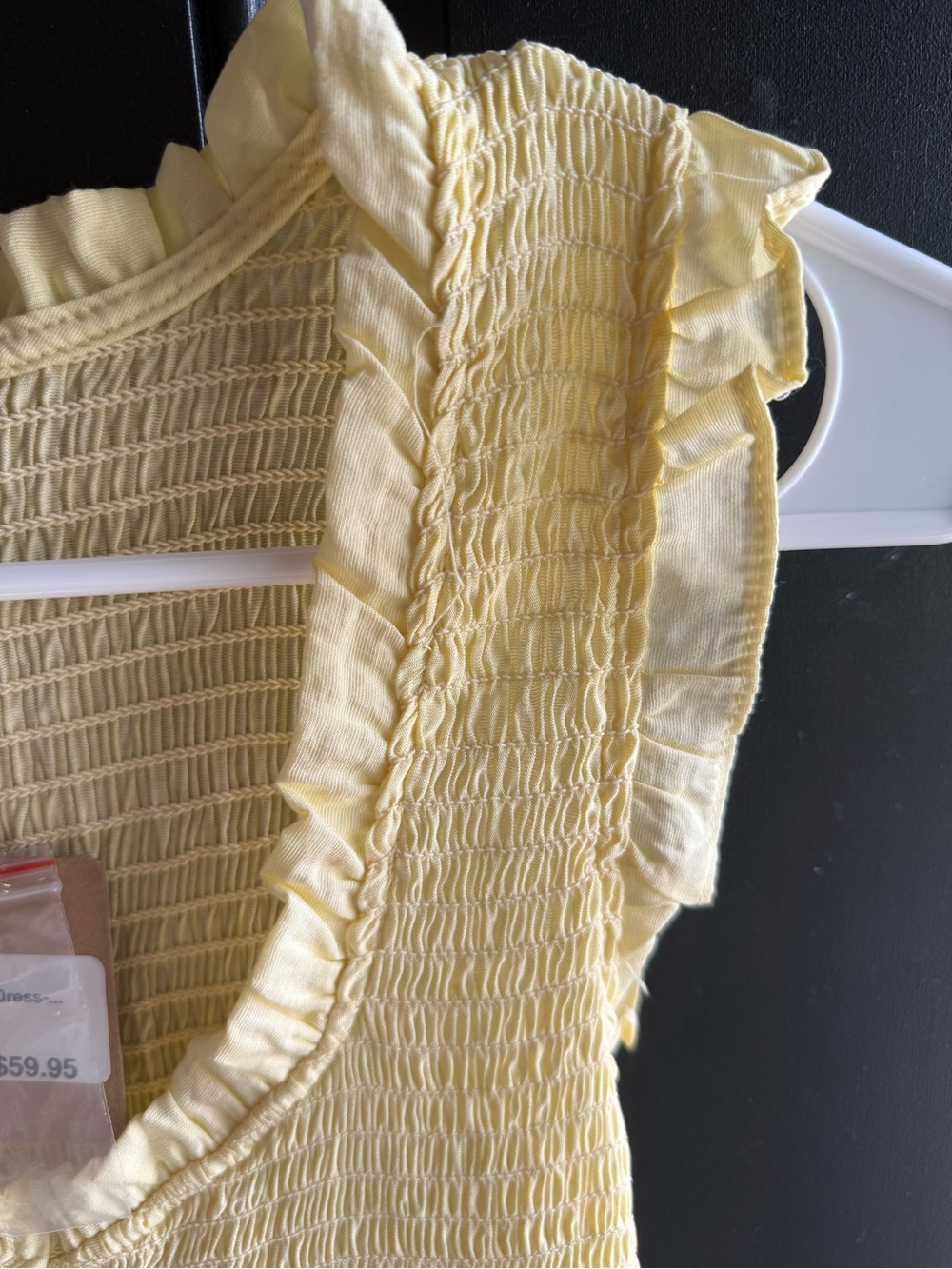 NWT butter-yellow smocked midi dress featuring a sweetheart neckline Size Small - Picture 6 of 14